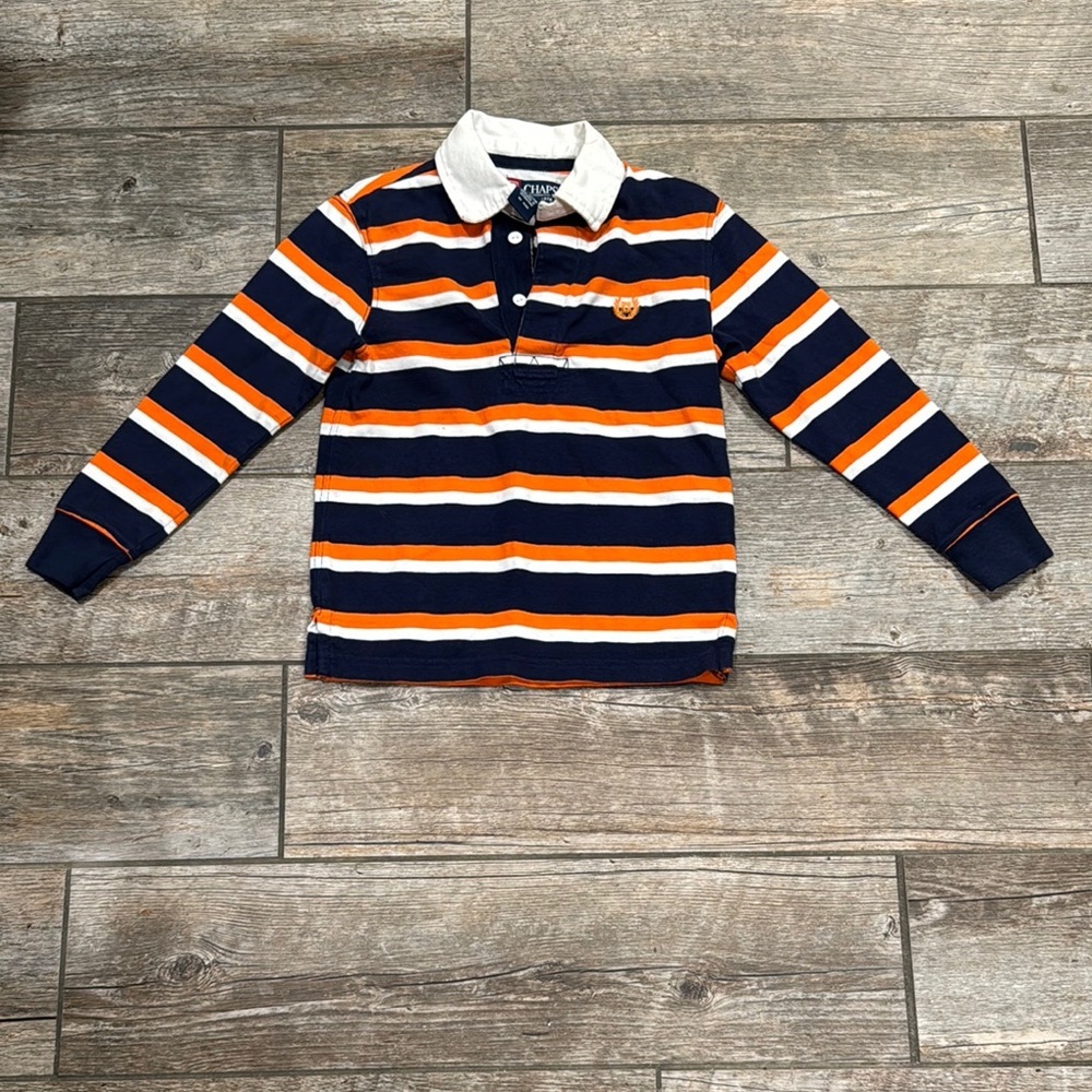 Chaps Blue and Orange Striped Polo Shirt​